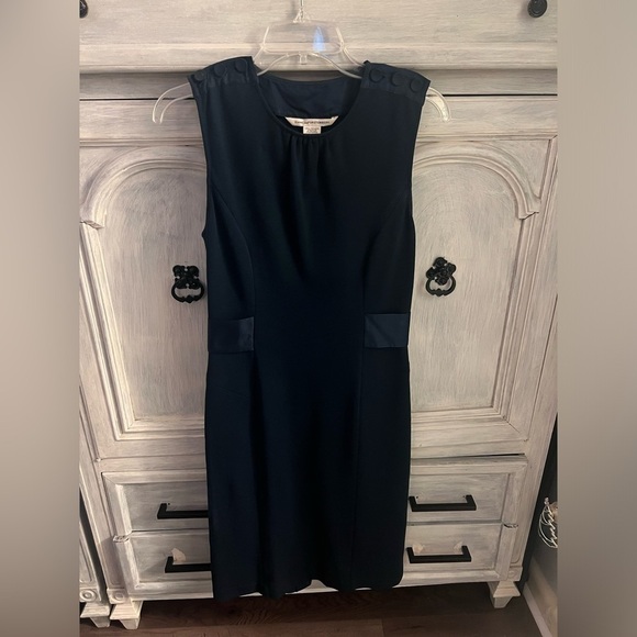 Vintage Diane Von Furstenberg Navy Wool‎ Silk Blend Button Sheath Midi Dress - Picture 4 of 9